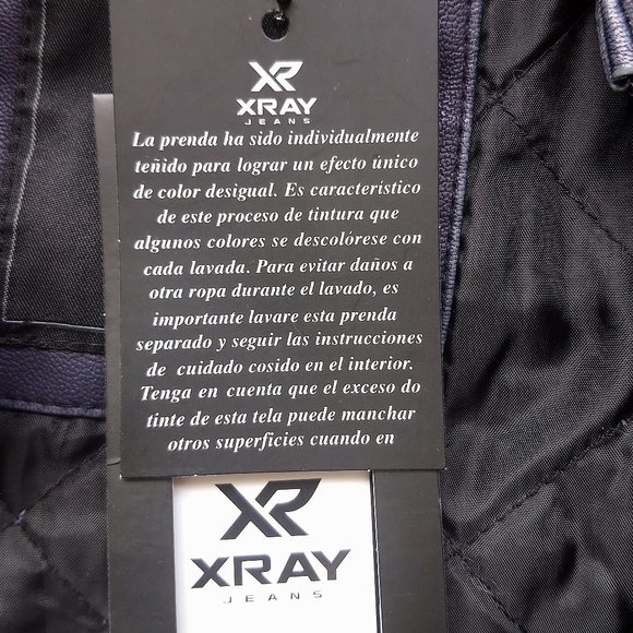 Nwt $148 X RAY Faux Leather Navy Jacket Sz Small - Picture 5 of 6